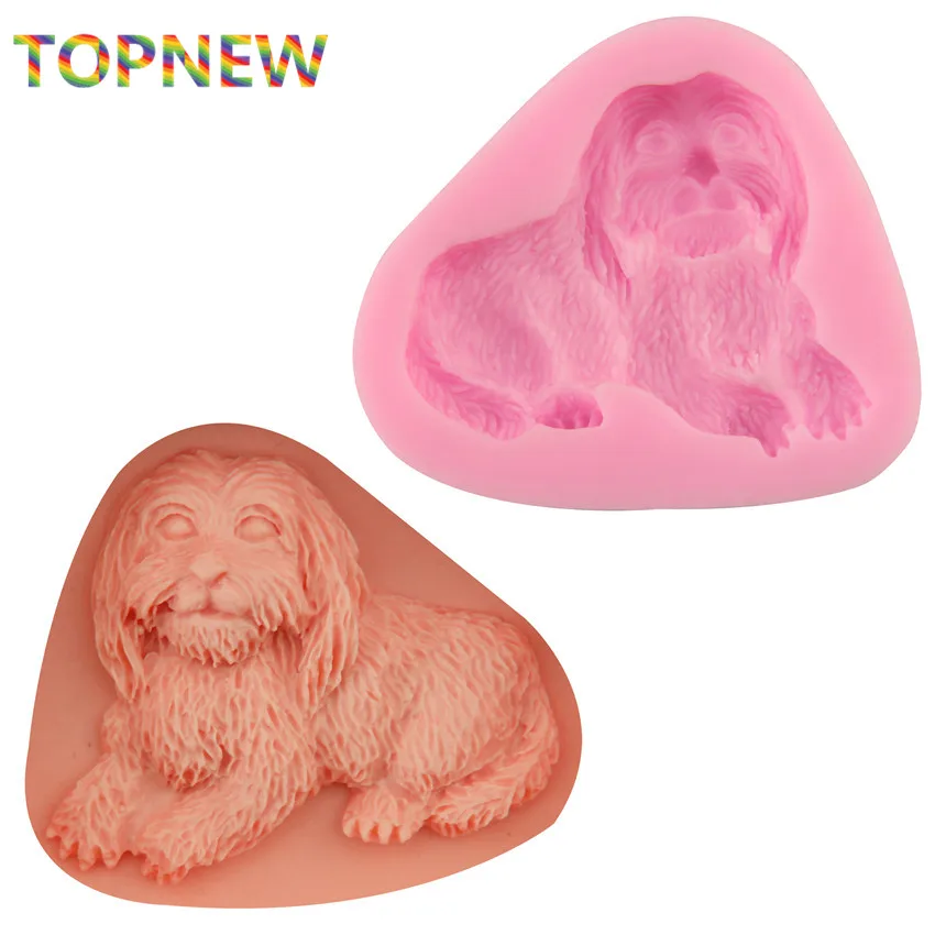 DIY Lovely Long Hair Dog Silicone Cake Mold Puppy Styling Fondant Chocolate Mould Cake Decorating Tools Baking Pastry C2970