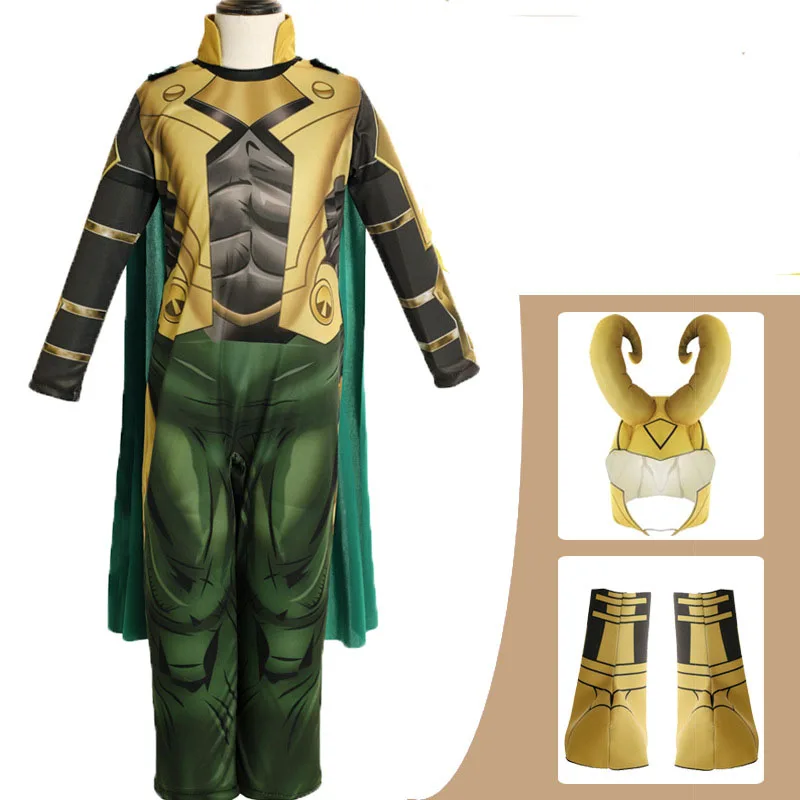 Детский костюм для косплея Loki мальчиков комбинезон супергероя на Хэллоуин
