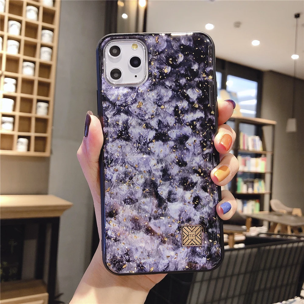 Блестящий чехол из золотой фольги с мраморным рисунком для iPhone 12 11 Pro XS Max XR X SE