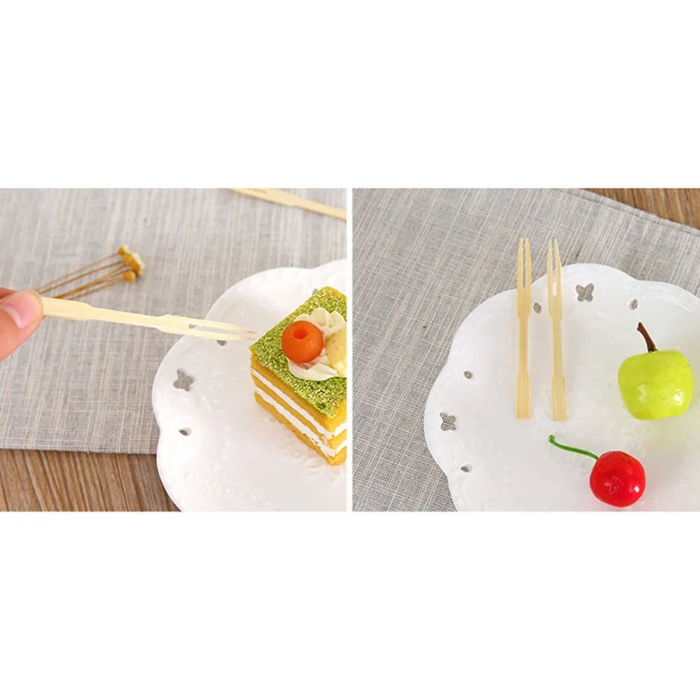 80 шт. Одноразовые Бамбуковые вилки для еды |