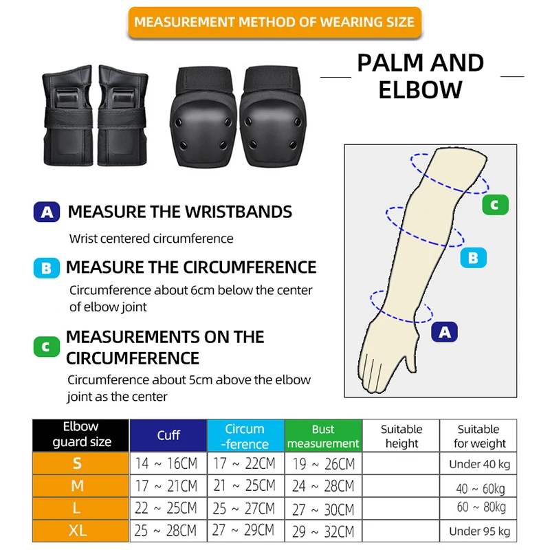 

Send protective gear to praise 6pcs/set Skateboard Skating Pads Knee Elbow Pads Wrist Guards Outdoor Sport Safety Protector