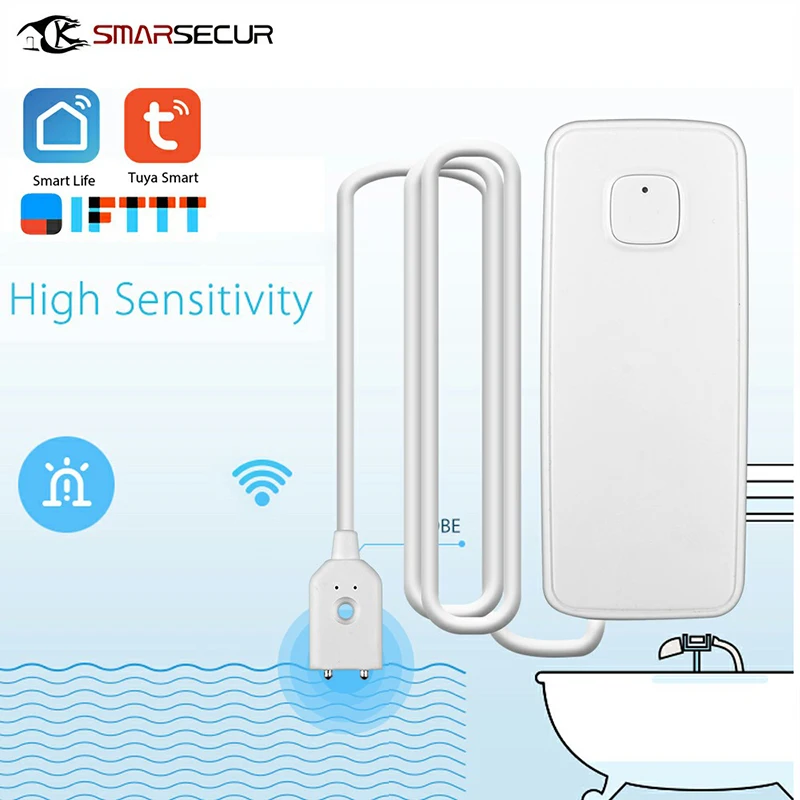 Датчик утечки воды Wifi умный дом Tuya Высокая чувствительность IP67 водонепроницаемый детектор воды защита от утечки воды сигнализация
