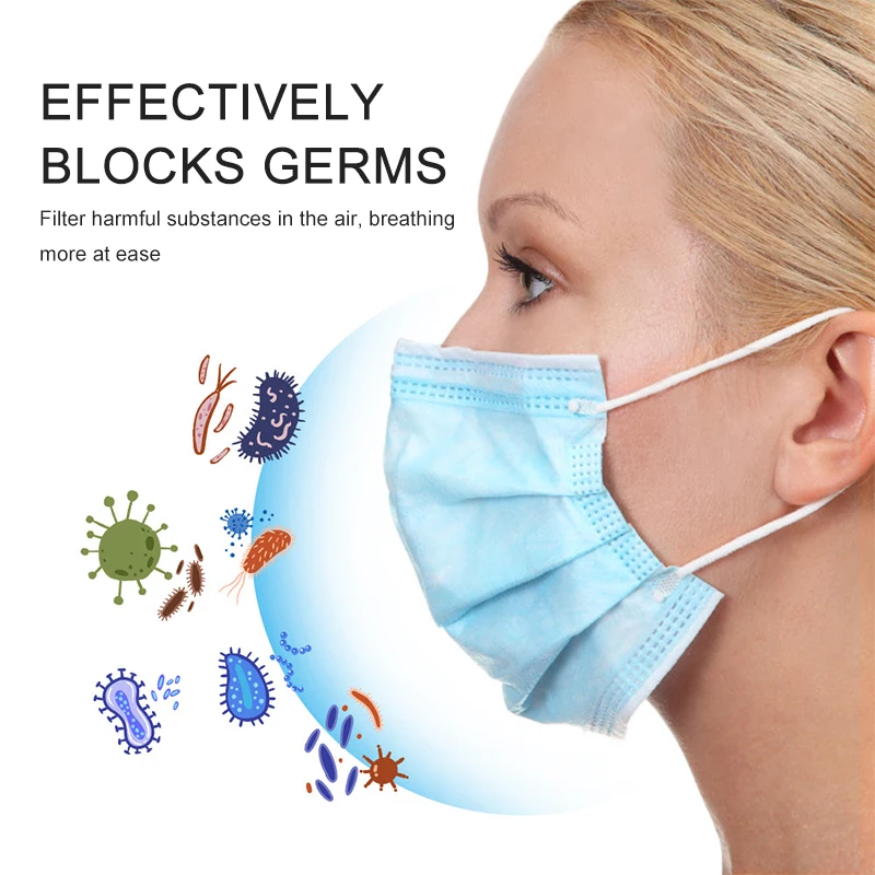 20 шт одноразовые маски для лица 3-слойные противопылевые ушные защитные рта