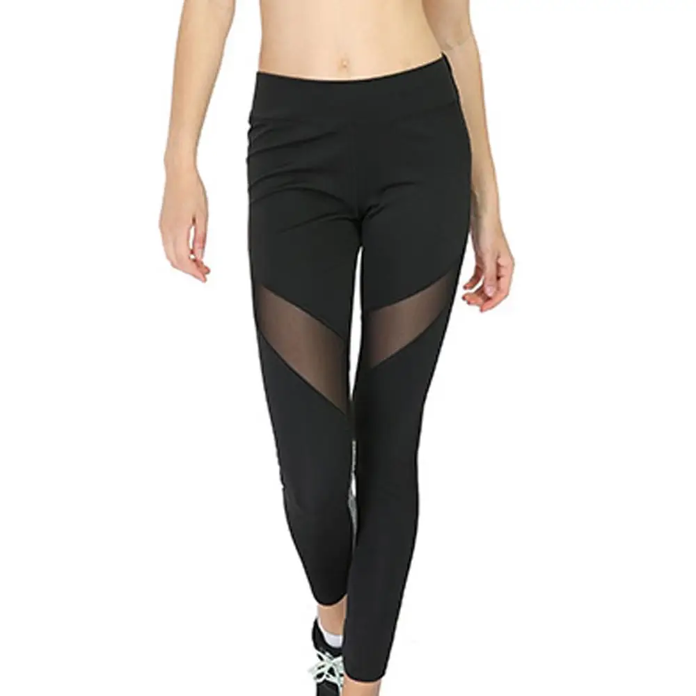 Спортивные Леггинсы для женщин штаны S 2XL черный сетка Йога Хип До Фитнес с