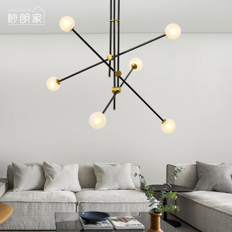 Скандинавская люстра из кованого железа постмодерн позолоченная бронзовая