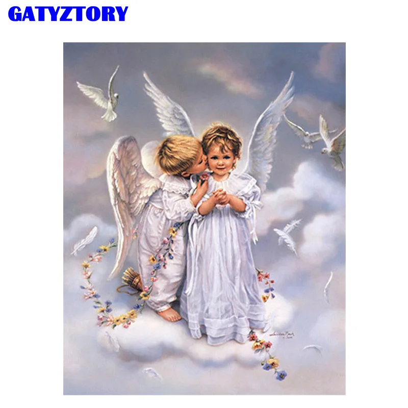 Frameless DIY Painting By Numbers angel oil paint by numbers kits Wedding Decoration Bedroom Decor Canvas Painting oil painting - Цвет: 99430