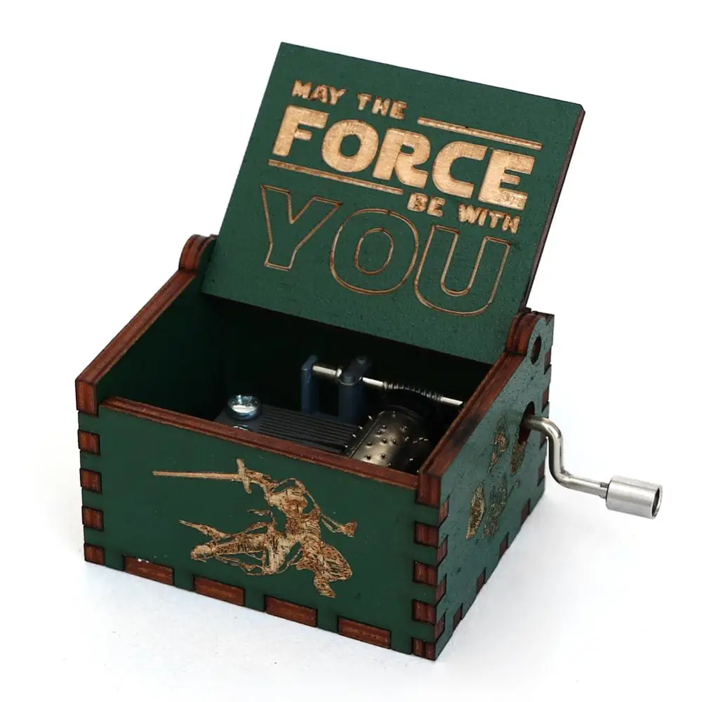 Антикварная деревянная резная музыкальная шкатулка ручной работы Черная