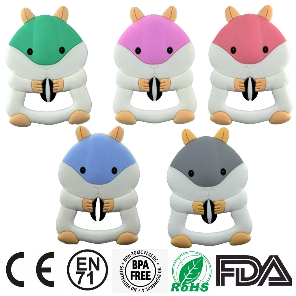 

Hamster Silicone Baby Teether,Rodent Pacifier,Food Grade Animals,Necklace Pendants DIY Teething Toy Gift,For Teeth Grow,Chewing