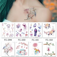 16 kinds fashion elements temporary tattoo stickers body art butterfly bird unicorn disposable tatouage temporaire