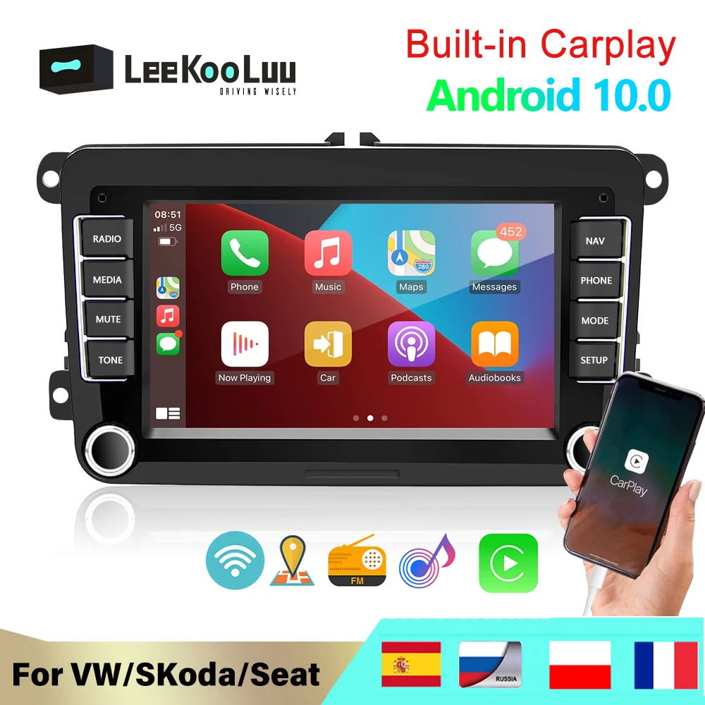 Автомагнитола LeeKooLuu 2 Din Android 10 0 GPS навигация мультимедийный плеер для VW Volkswagen Polo