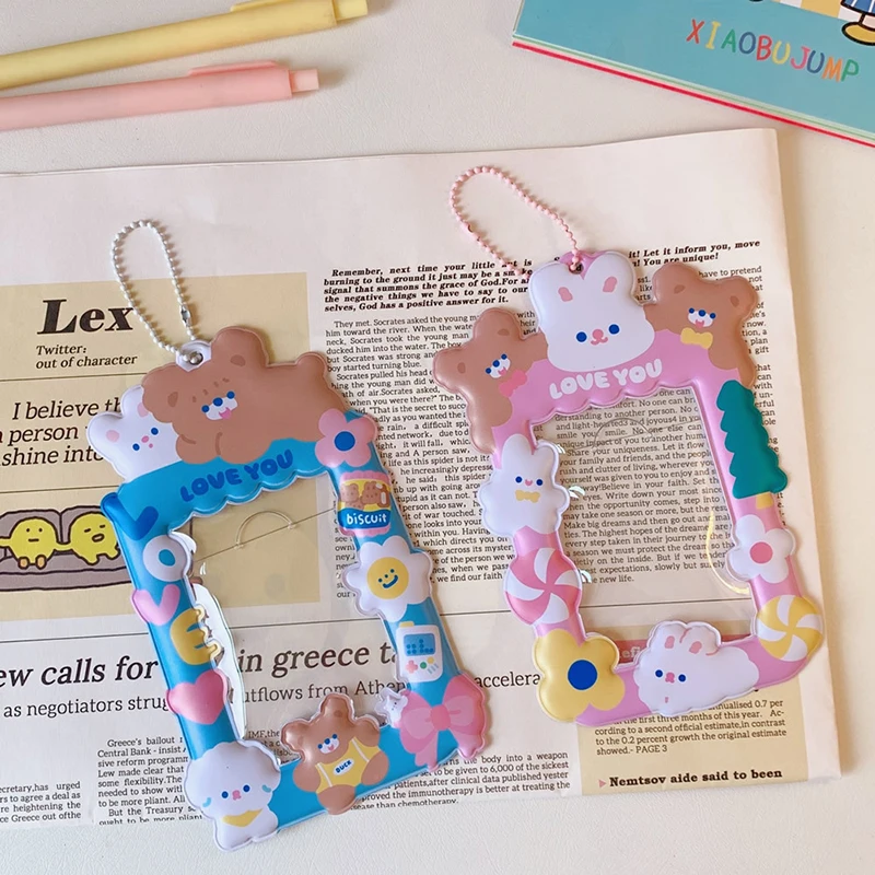 

Cartoon Transparent Bus Card Holder Women Girls Portable Lanyard Protective Cover Sweet Card Cover Work Business Card Holder