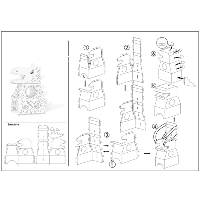 

Children DIY Doodle Graffiti Arts and Crafts Paper Craft House Painted Kindergarten Educational Toys for Kids