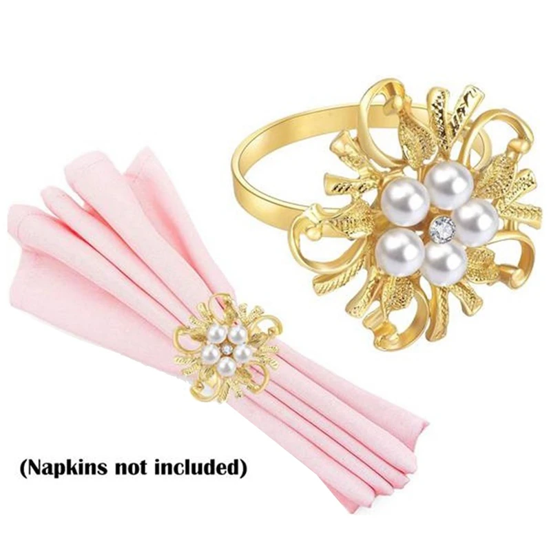 

Pearl Napkin Rings Set of 10, for Dinner Parties Weddings Family Gatherings, Christmas Party or Everyday Use Table Decor
