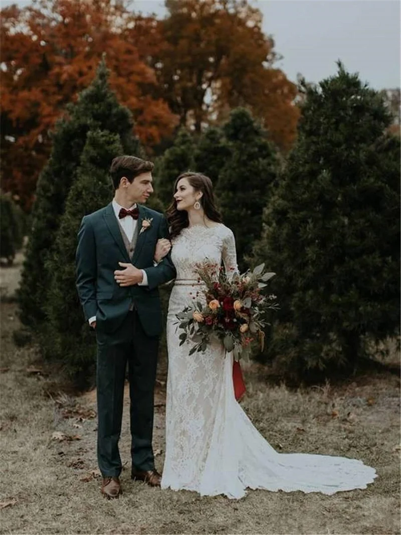 Сексуальное Кружевное с открытой спиной фасона &quotРусалка&quot Свадебные платья