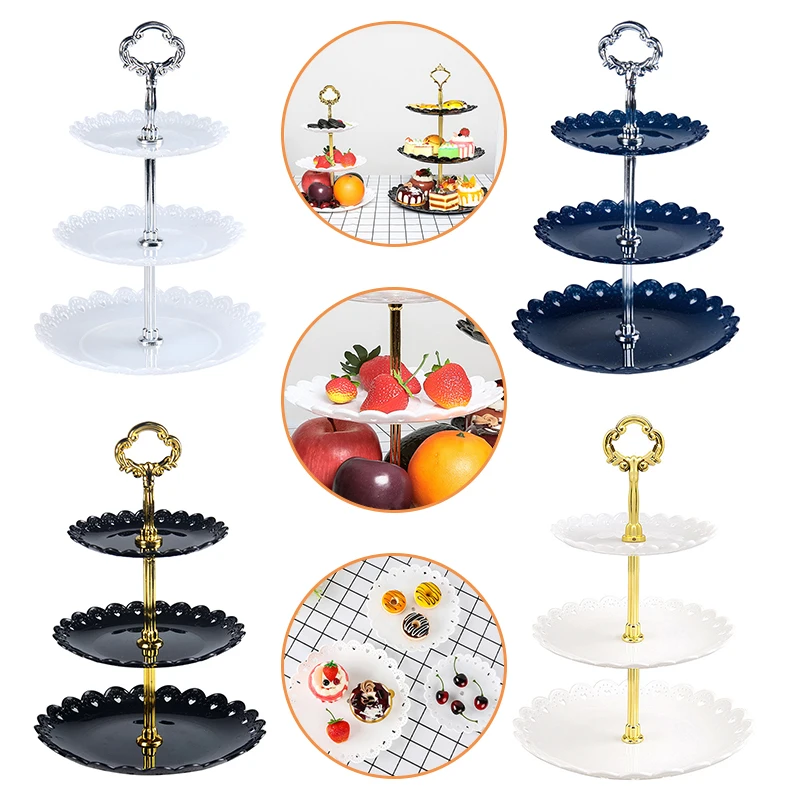 

3-Tier Fruit Dessert Stand Rack Cake Display Plate Tray Wedding Birthday Supply Cake Stands Kitchen Accessories Tools Gadgets