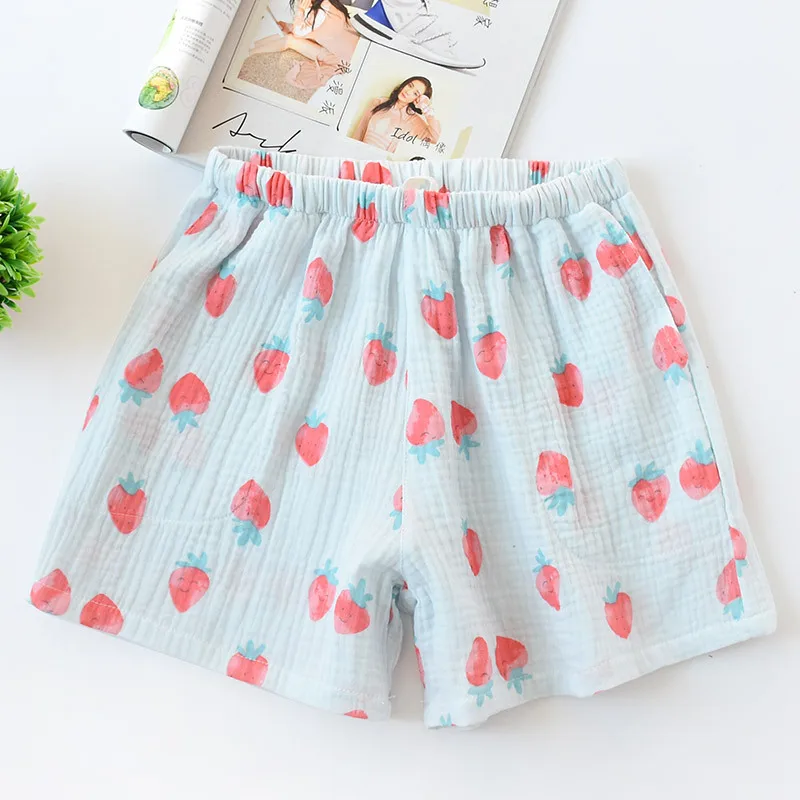 Пижамные шорты из хлопка женские нижняя одежда для сна с принтом клубники летние