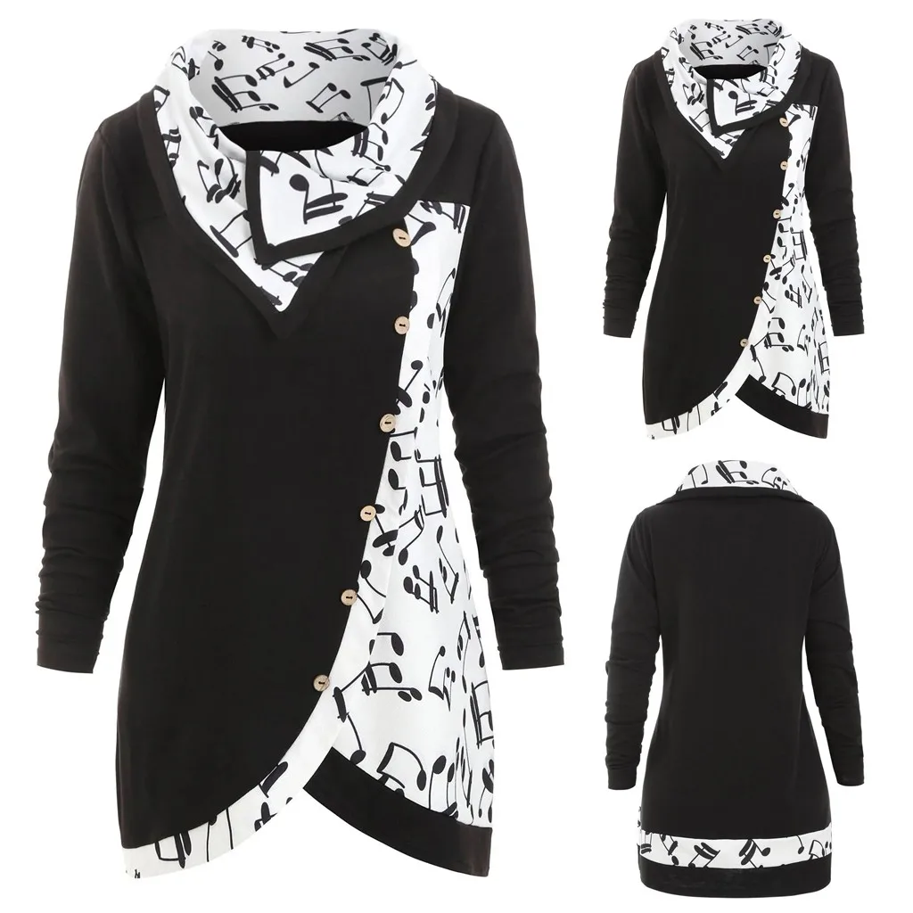 Женский свитшот с длинным рукавом воротником-хомутом | Женская одежда