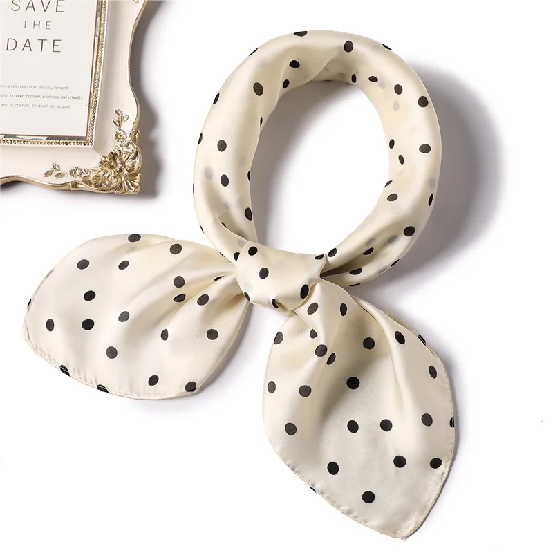 Шелковый шарф для женщин 70*70 см новинка 2021 небольшие Квадратные платки в горошек