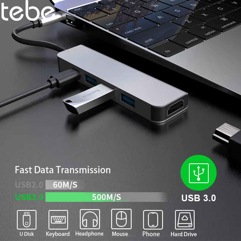 овбр 5 в 16 в 1 тип c концентратор usb c