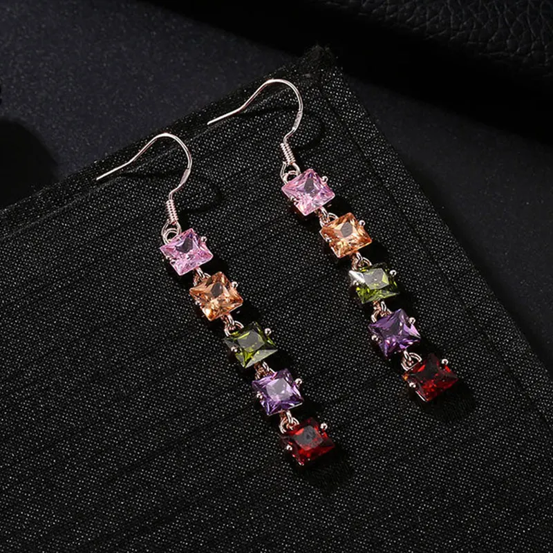

HUAMI Colorful Earrings Dangle Drop Fashion Jewelry Long Hight Quality Gift Sister Joyeria Fina Para Mujer Earrings for Lady