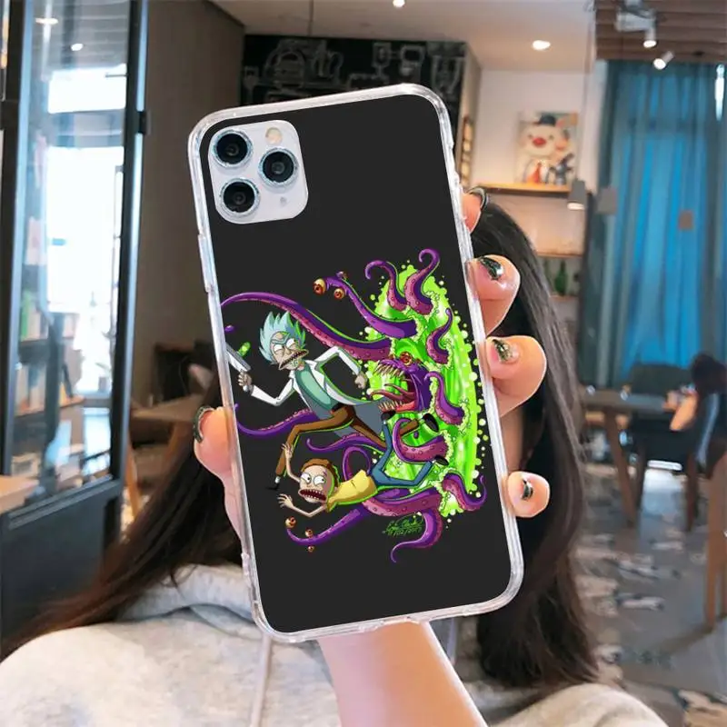 

Funny rick morty animated comedy Phone Case Transparent for iPhone 6 7 8 11 12 s mini pro X XS XR MAX Plus se cover funda shell
