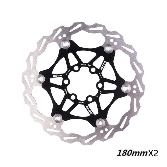 black-180MM 2pcs ZTTO MTB дорожный велосипед дисковый тормоз плавающий ротор 160 мм/180 мм из нержавеющей стали тормозной диск совместимые металлические колодки для MTB дорожный велосипед - Цвет: black-180MM 2pcs