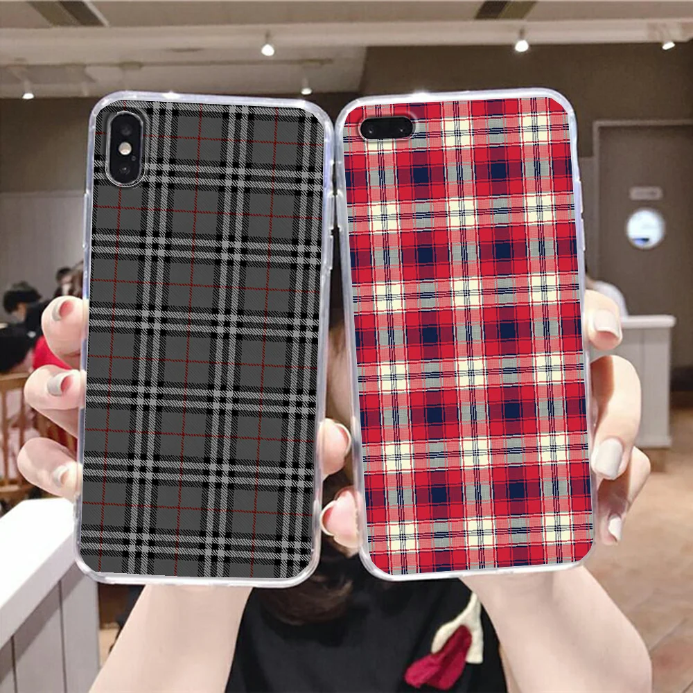 

Tartan Monogram Outlander Plaid Phone Case For Xiaomi Redmi Note 7 7A 8 8T 9 9A 9S 10 K30 Pro Ultra transparent trend waterproof