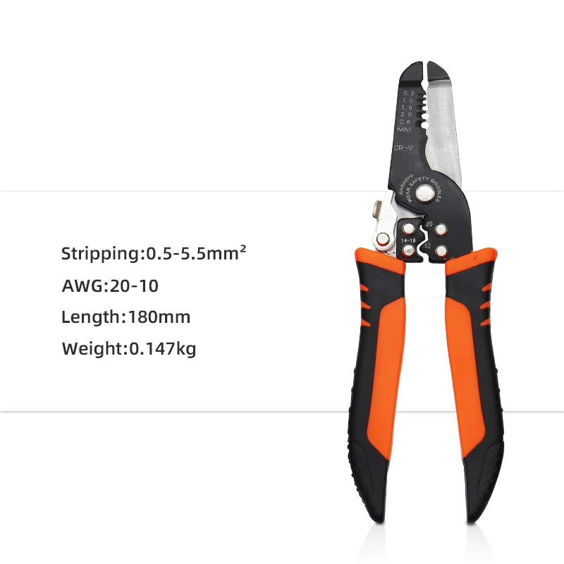 Precision Multifunction Wire Stripper 7inch Wire Cutting Stripping Tool with Build-in Wire Cutter Pliers for 10-22 AWG Stranded