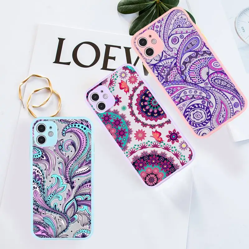 

Paisley Patterned African elements Phone Case Pink matte transparent For iPhone 7 8 x xs xr 11 12 13 pro plus max mini Clear