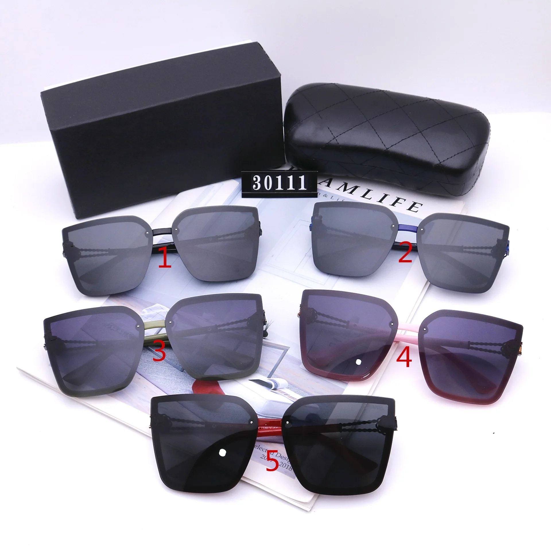 

Luxury Designer Original Brand Pearl Polarized Sunglasses Fashion Frame Vintage Shades Sun Glasses Women Outdoor Travel Eyewear