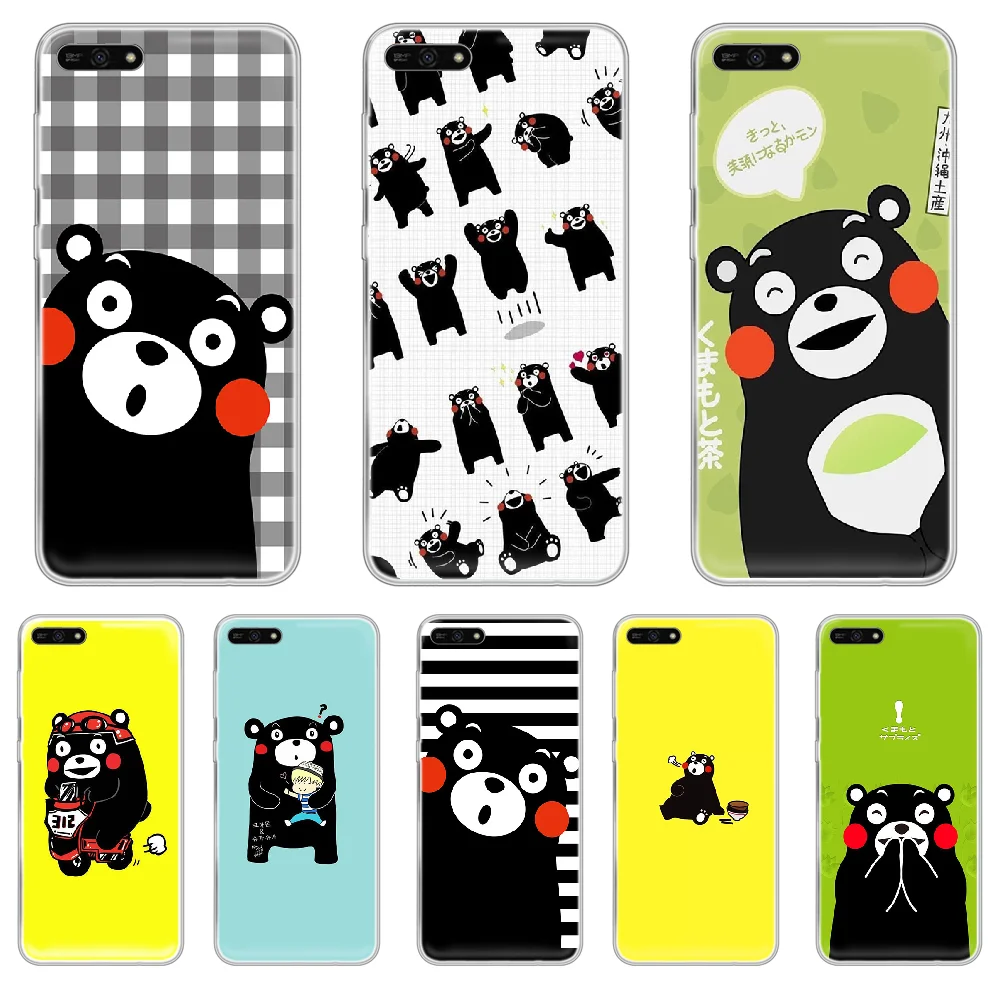 Апан талисман Kumamon черный медведь корпус телефона для HUAWEI honor mate 8 9 10 20 30 A S X i pro lite