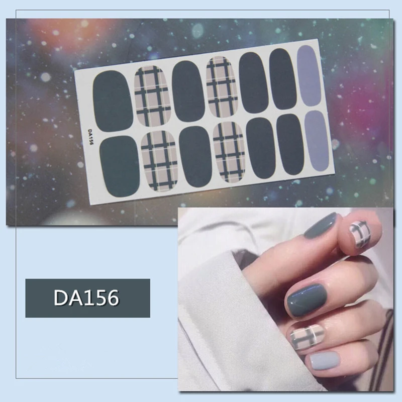 14 типсов/лист обертывания для ногтей наклейки сделай сам простые Стикеры Набор