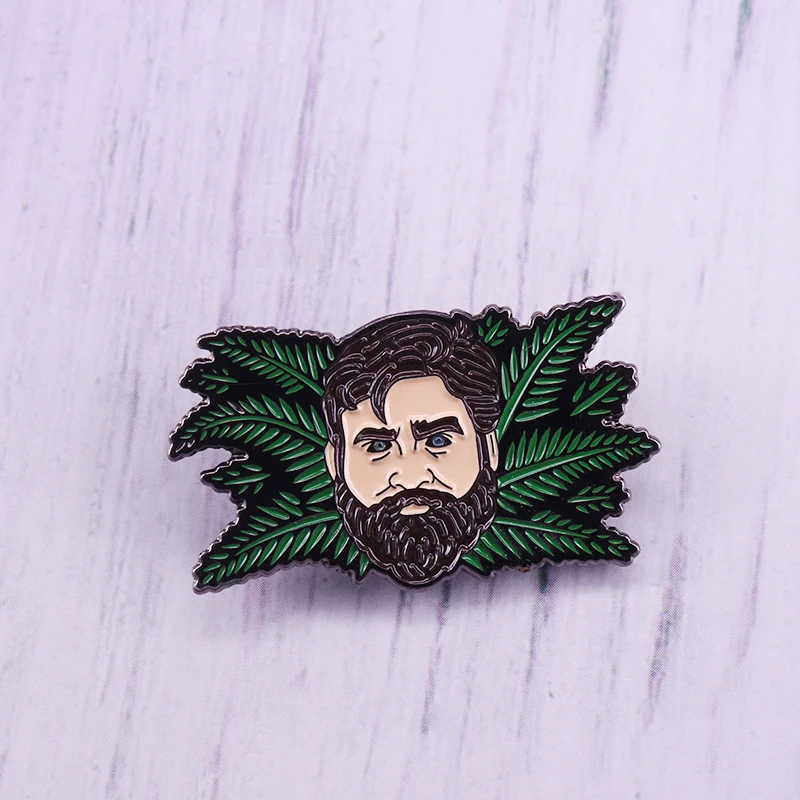 Zach Galifianakis с Frens мультфильм Эмаль Булавка между двумя папоротниками брошь из