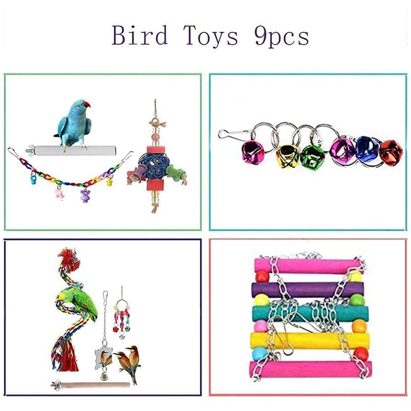 Bird Toys Parrot Chewing Cage Accessories Newly Upgraded Rope Bungee for Small Parakeets | Дом и сад