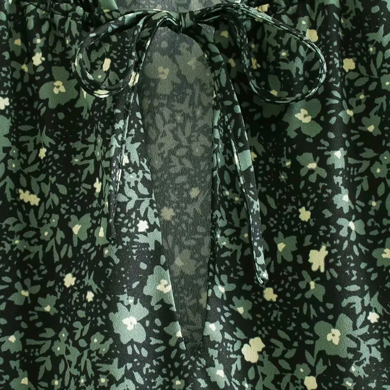 Женское платье с длинным рукавом za свободное зеленое мини цветочным принтом и