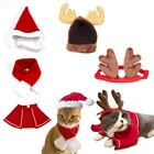 Зимняя Милая шапка и шарф для домашнего питомца с Санта-Клаусом, забавная Рождественская Одежда для маленьких кошек и собак, одежда для домашнего питомца, плащ для кошек, товары для домашних животных