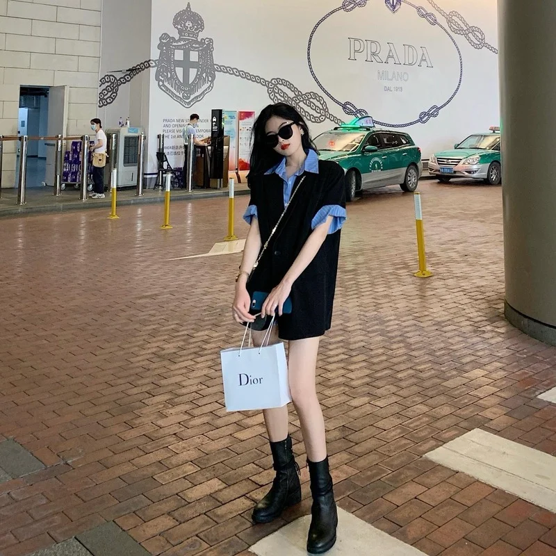 

Blazers Women Office Lady Modern Streetwear Fashionable All-match Short Sleeve Double-breasted Chic Outwear Mujer Simple Daily