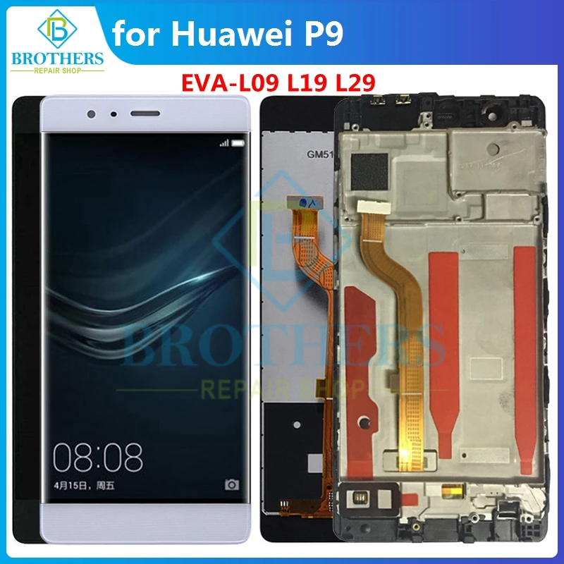 ЖК-экран для Huawei P9, ЖК-дисплей для Huawei EVA-L09 L19 L29, ЖК-дисплей в сборе с рамкой, сенсорный экран, дигитайзер, замена телефона