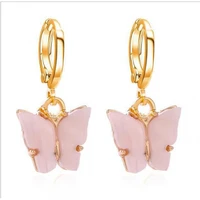 korean style new earrings fashion colorful acrylic butterfly earrings fresh sweet colorful ear hoops for women girls