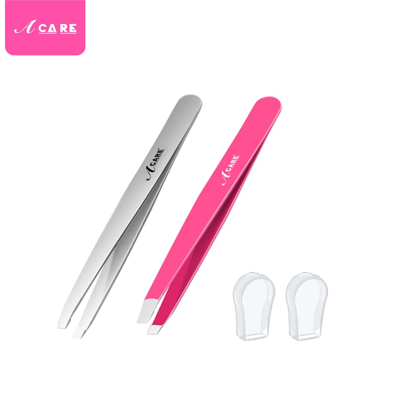 Silver Plus Pink Пинцет для удаления волос из нержавеющей стали пинцет для бровей розовый Наклонный черный наконечник для лица безвредный Макияж инструмент для красоты Серебряный - Цвет: Silver Plus Pink