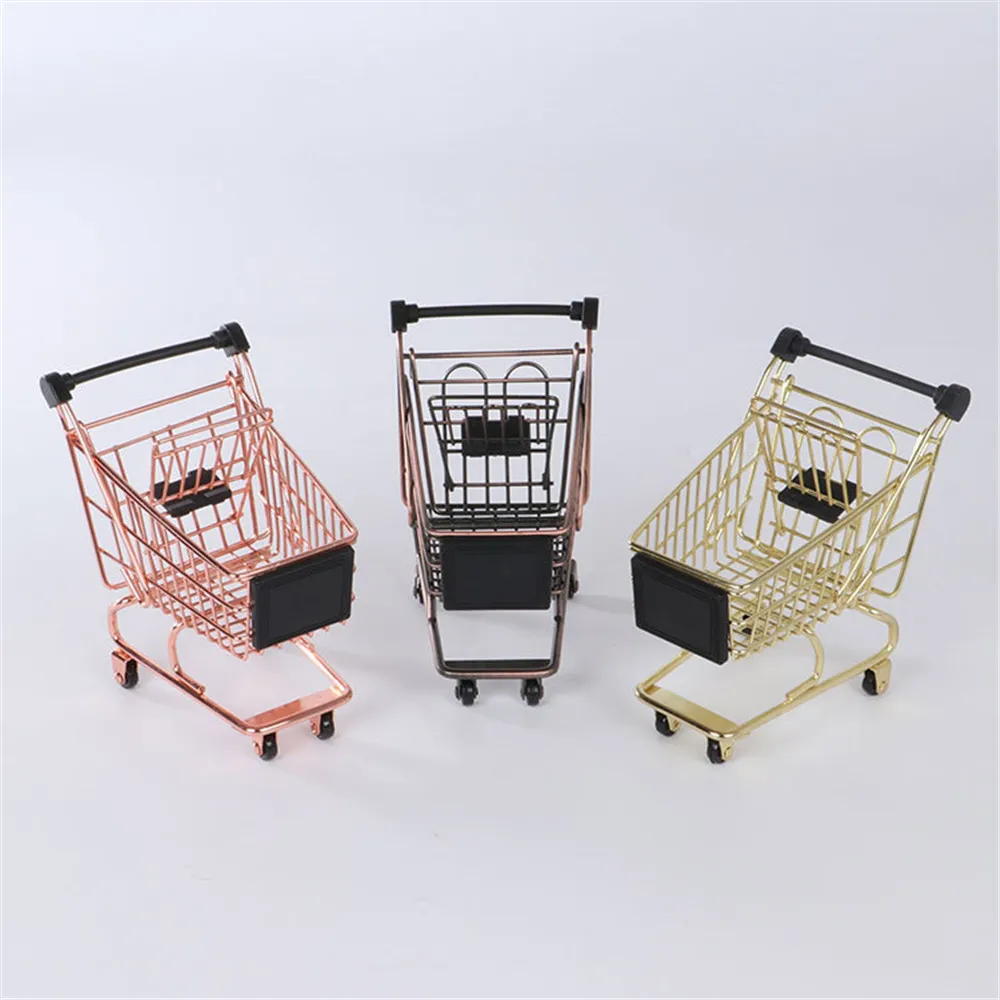 Миниатюрная Тележка для покупок из розового золота держатель ручек настольный