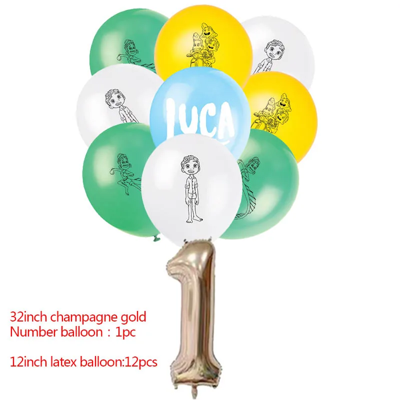 

Disney Luca Latex Balloon set sea monster Happy Birthday Party Supplies Decoration Baby Shower Kid Faovr champagne gold Ballon