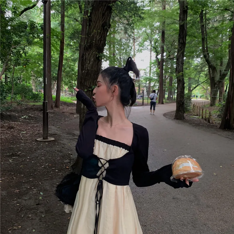 LANMREM черный женский короткий кардиган с v образным вырезом и длинными рукавами на