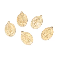 10pcs stainless steel gold tone 813mm charm saint benedict maria pendants for diy necklace bracelet jewelry makings accessories