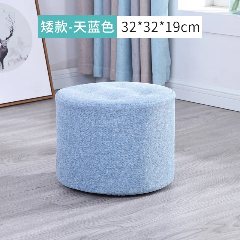 Круглая табуретка из цельного дерева и губчатой ткани мебель для гостиной