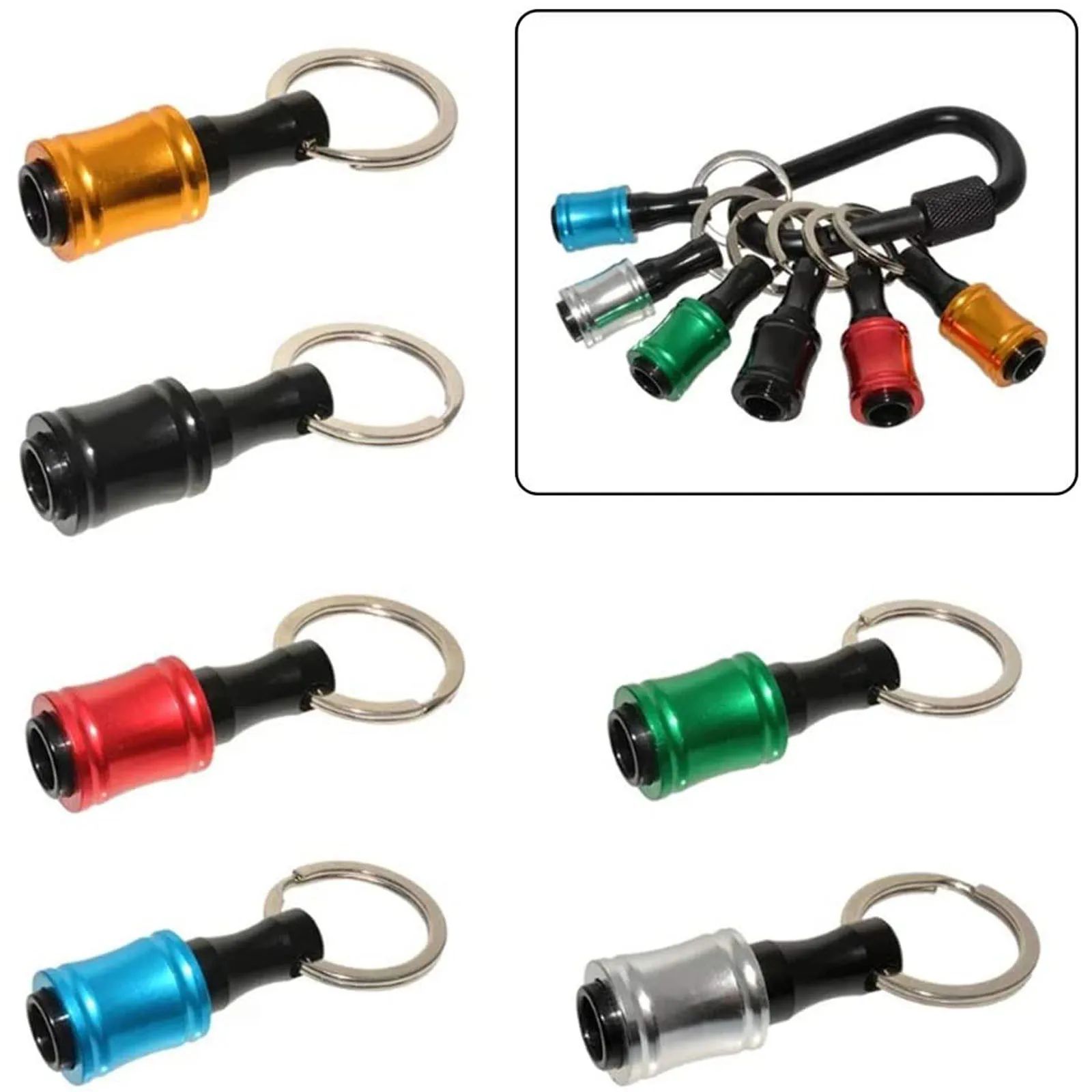 

6pcs 1/4inch Plastic Multicolor Key Buckle Hex Shank Aluminum Alloy Screwdriver Bits Holder Extension Bar Decoration Modern