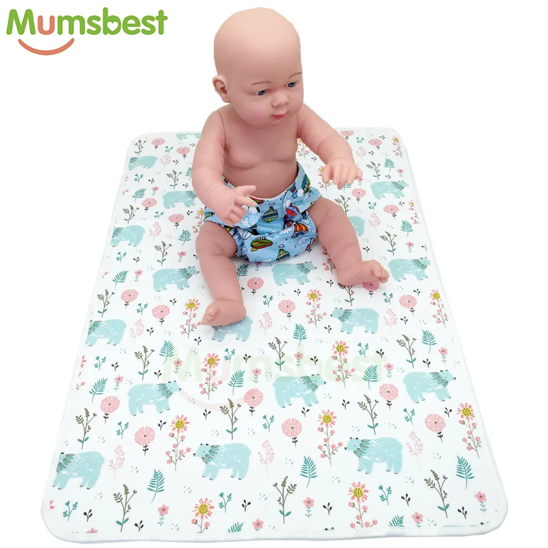 

[Mumsbest] Baby Changing Liner Washable Travel Nappy Mattress Pad Waterproof Newborn Night Use Baby Cotton Bamboo Changing Mat