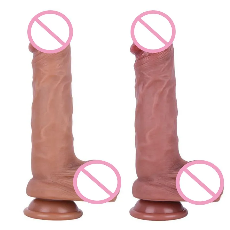 Реалистичный фаллоимитатор со скользящей крайней плотью женский пенис