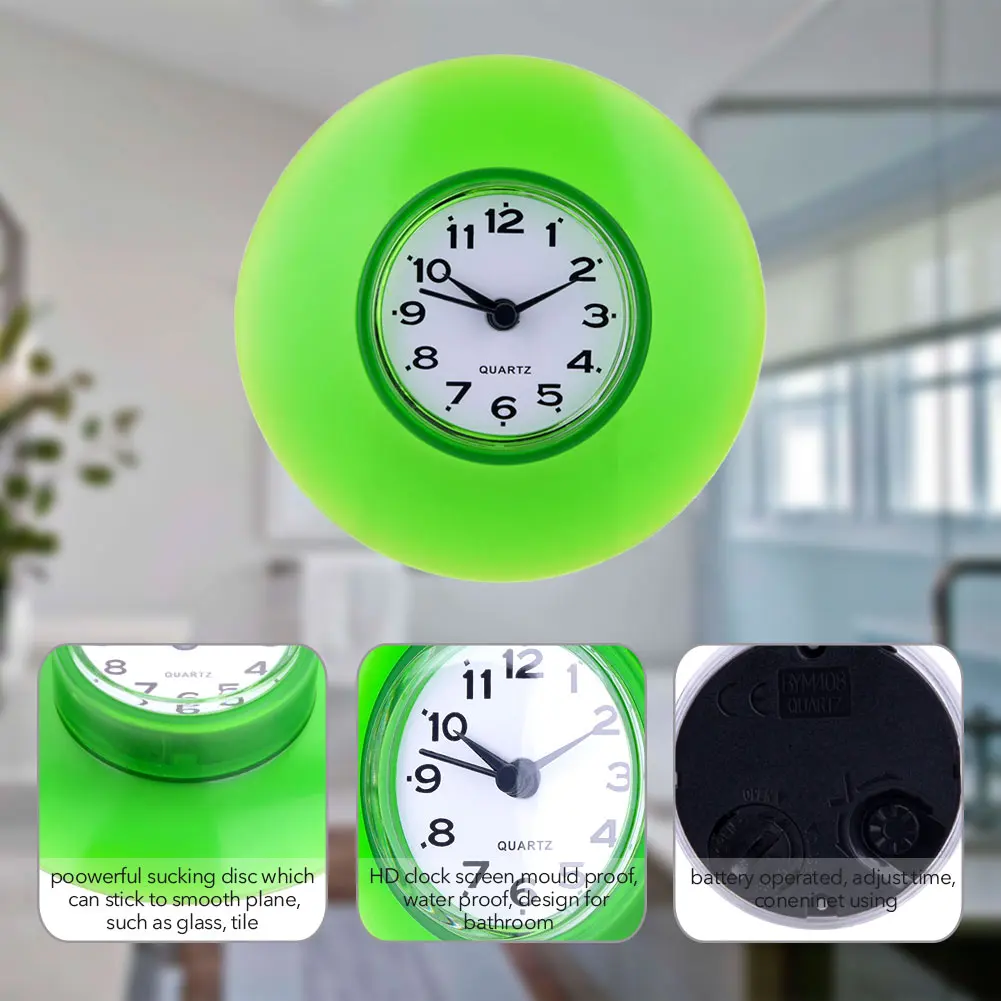 Настенные часы на присоске для ванной и кухни водонепроницаемые кварцевые душа