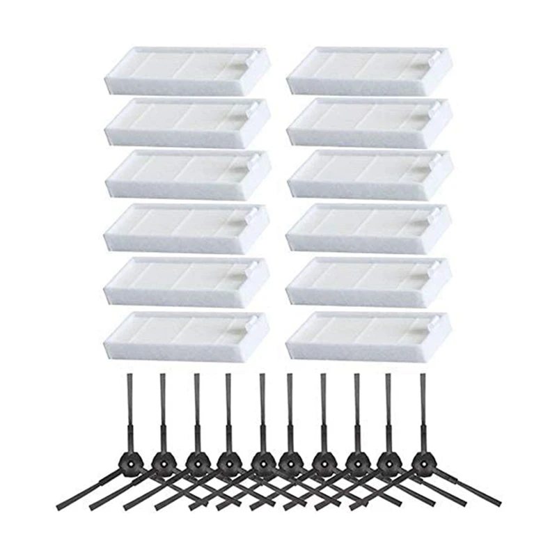 

10 Side Brush + 12 HEPA Filter Replacement Part for ILife V3 V3S V5 V5S V5S Pro Robot Vacuum Cleaner